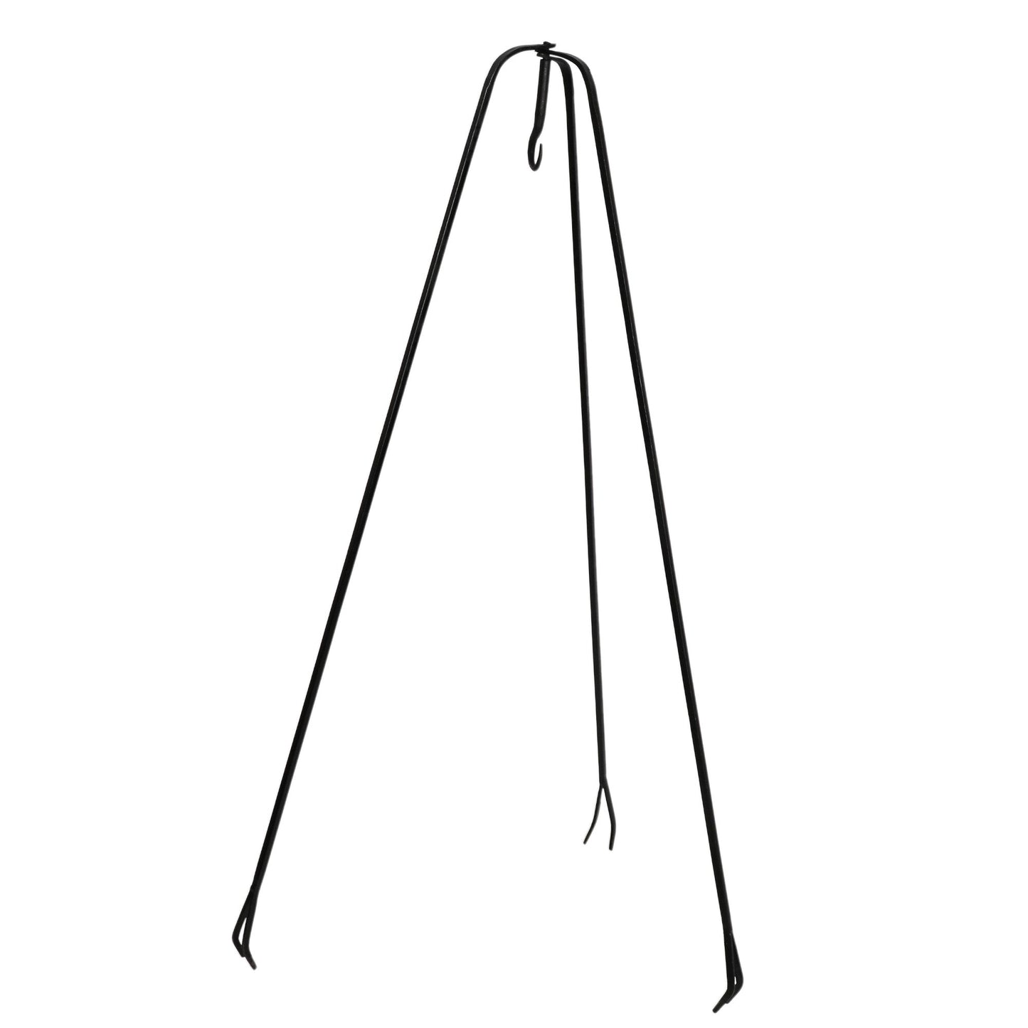 Hand forged three legged stand for campfires and camping