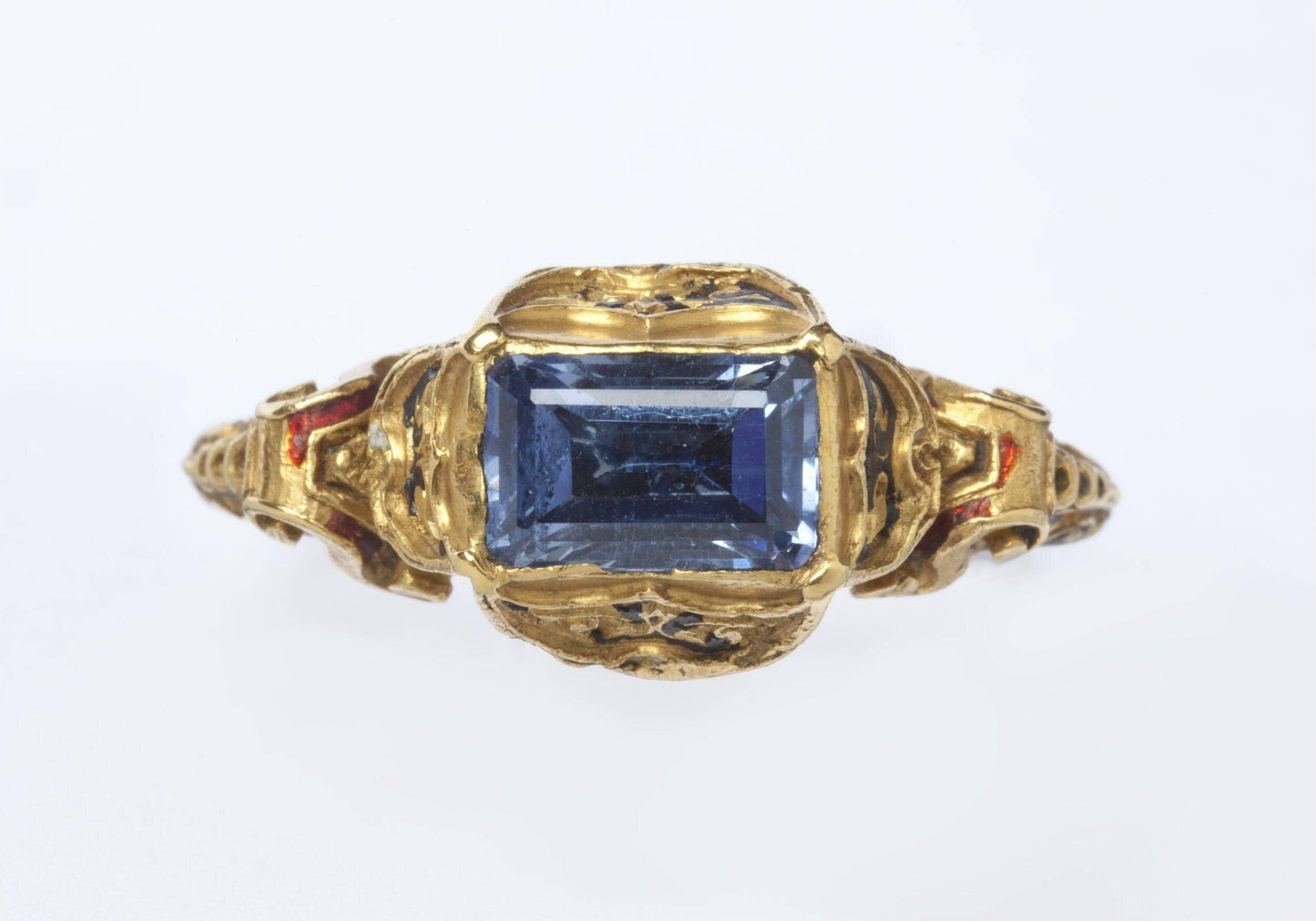Elizabethan Ring with Table-cut Blue Gem