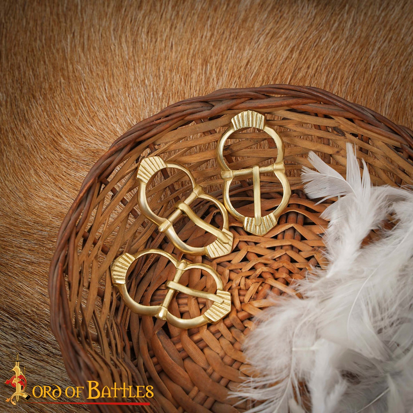 Boucle festonnée médiévale en laiton - (lot de 2)