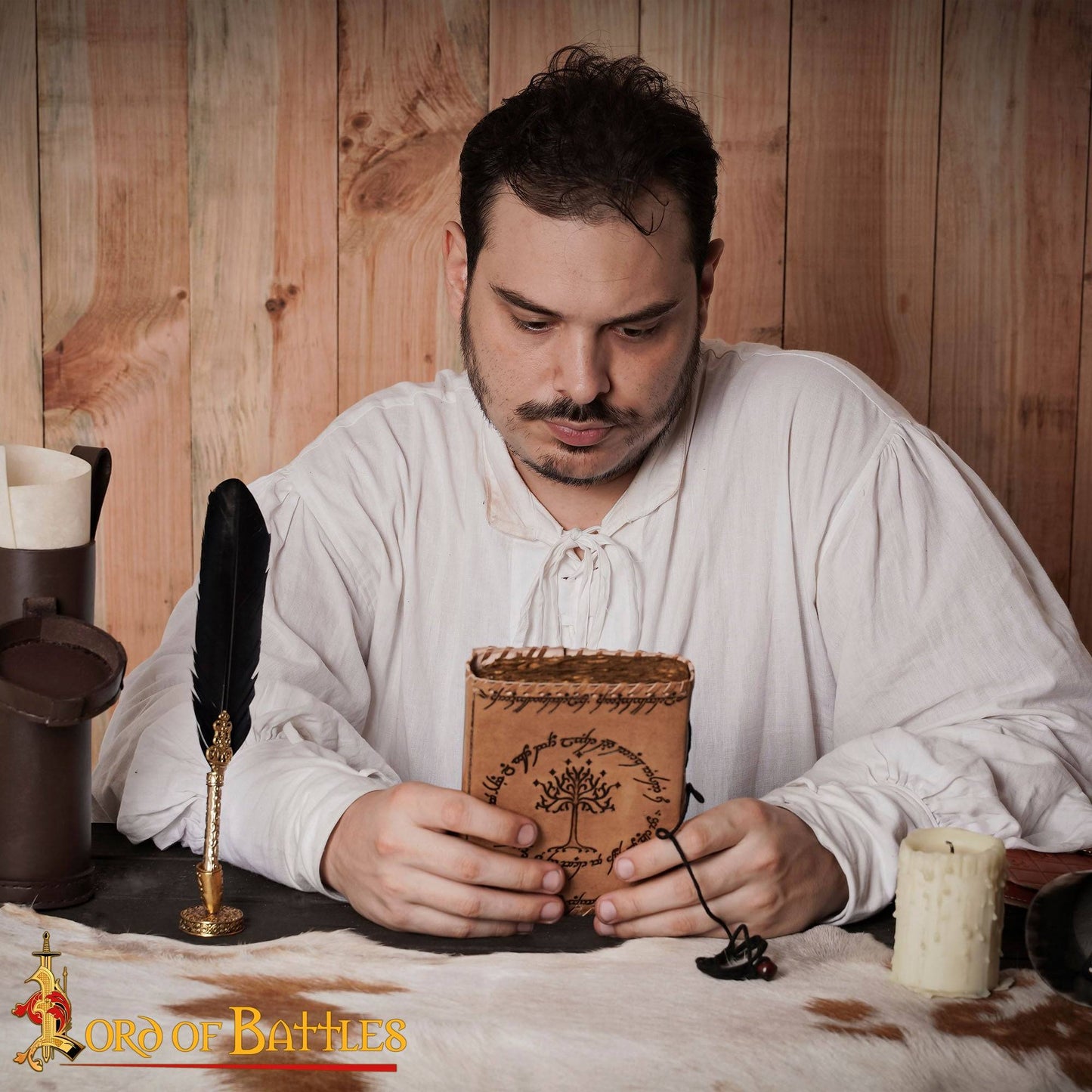 Elvish Script Notebook in Beige Leather - LotR