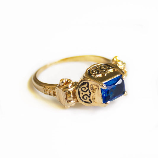 Elizabethan Ring with Table-cut Blue Gem
