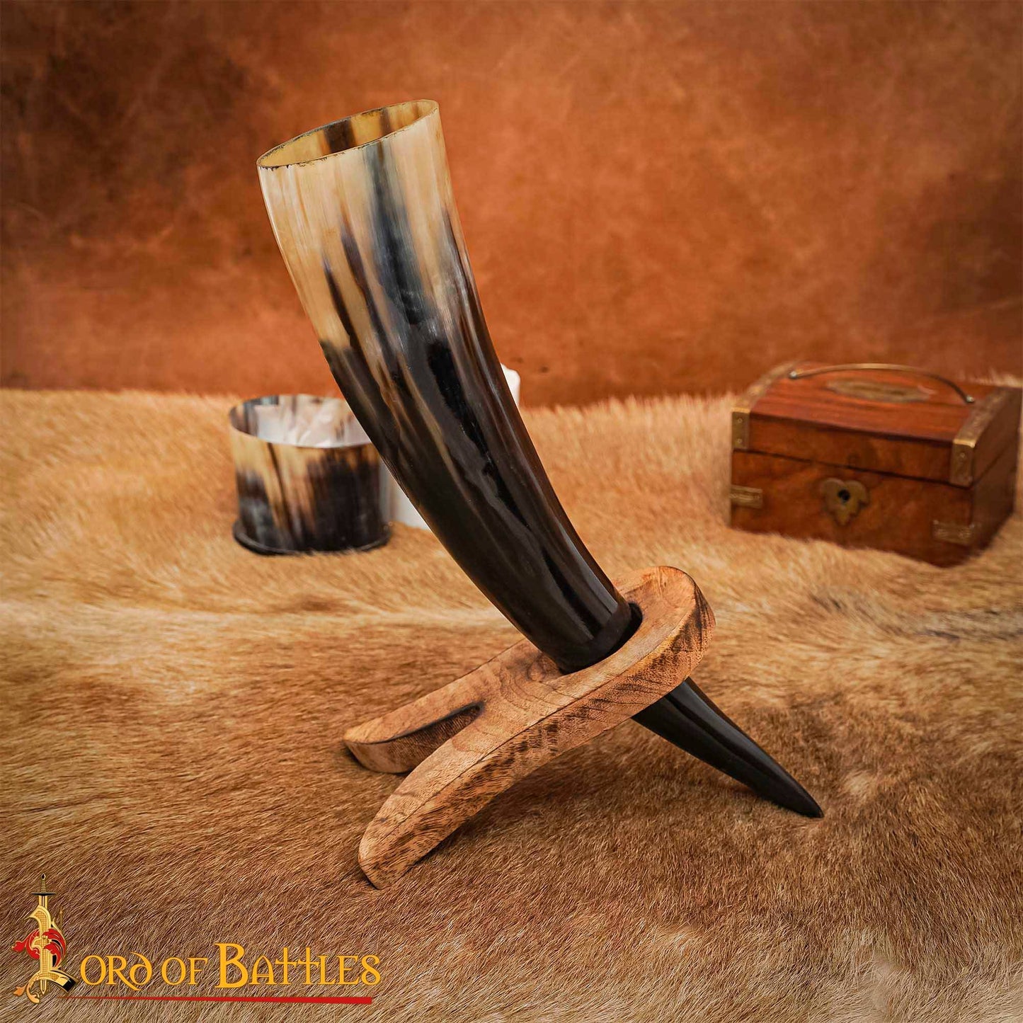 Support de corne à boire en bois