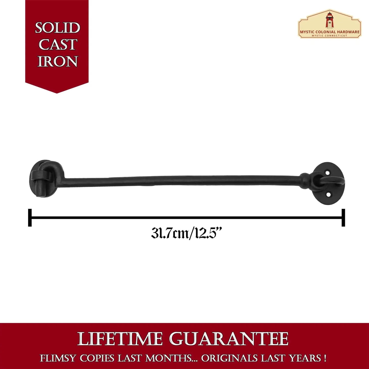Black Wrought Iron Cabin Hook Eye - 12.5 inches