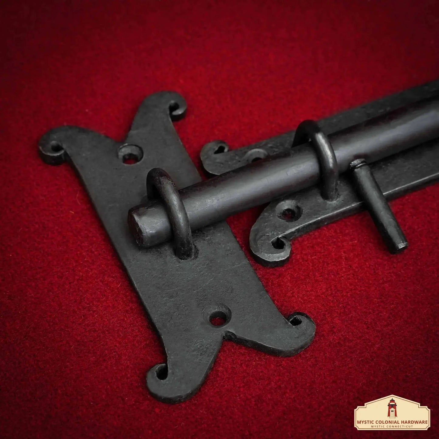 Rustic Hand Forged Door Bolt Lock with Sliding Pin - 8 inch