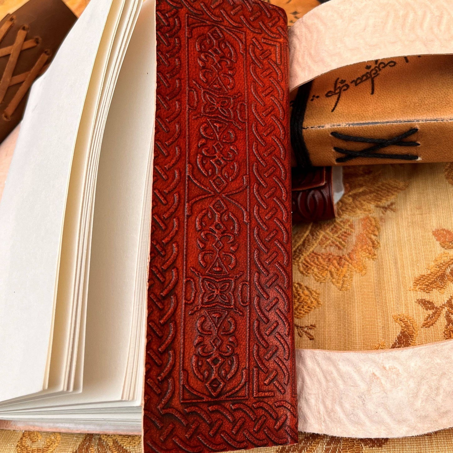 Fleur-de-Lys Writing Book in Dark Red Leather