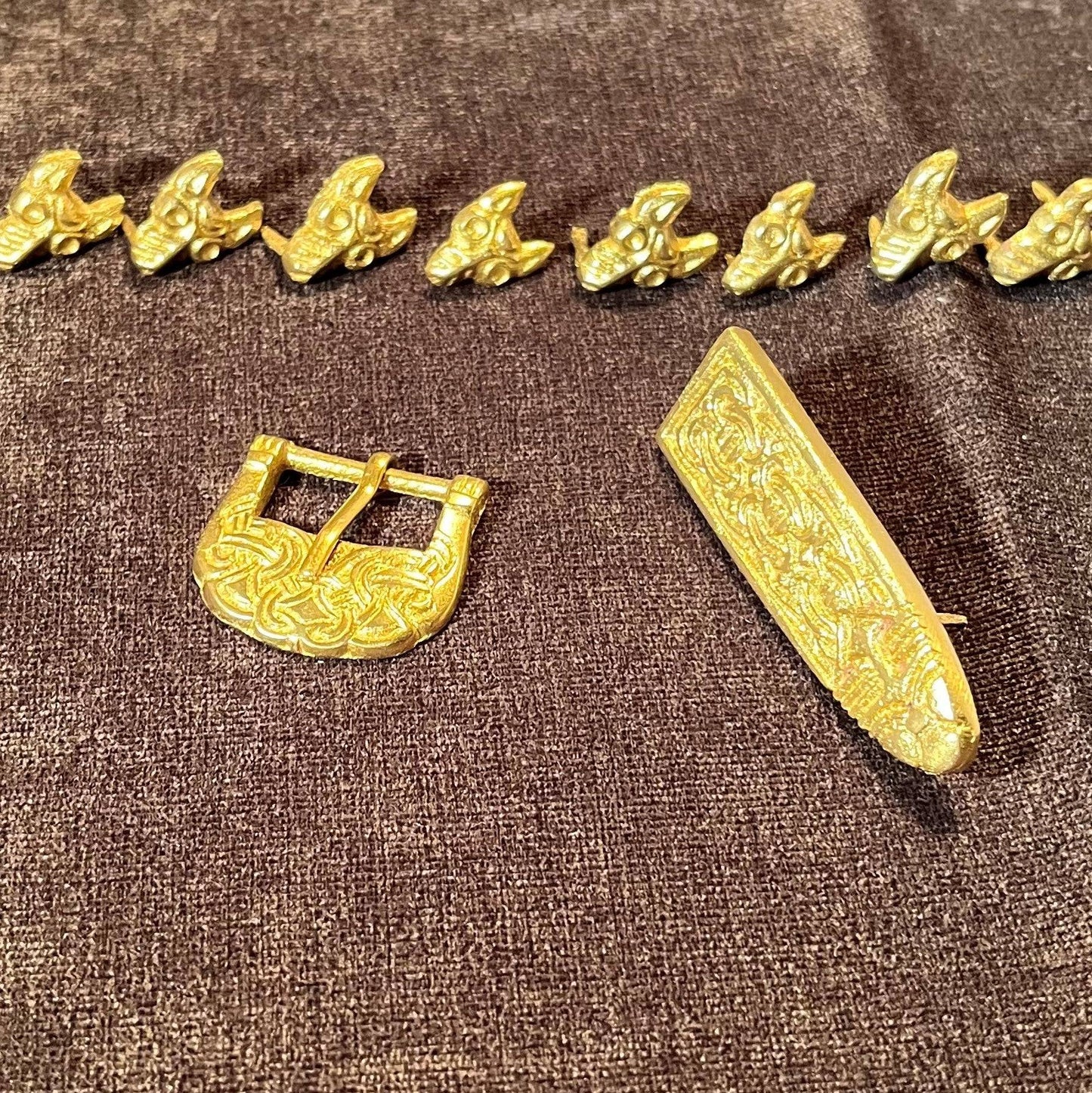 Ensemble de raccords de ceinture médiévale – Boucle Viking avec clous tête de loup – Lot de ceintures de vacances