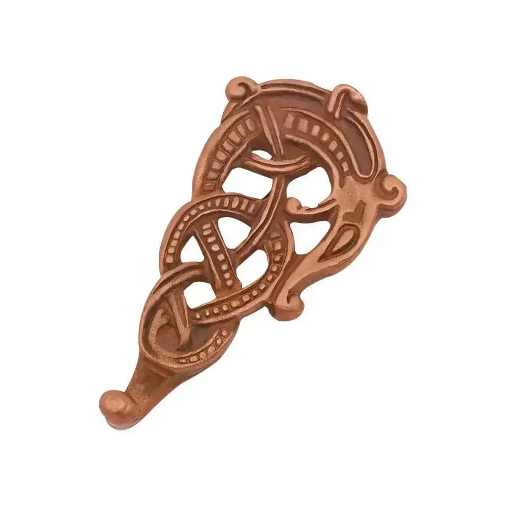 Viking style cloak clasp, cast in solid bronze, featuring an intricate intertwined dragon design. Perfect for fastening cloaks or coats with medieval flair.