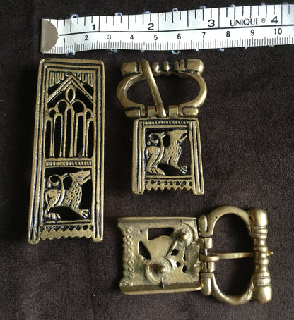 Medieval buckle with lion or wolf