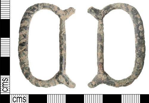 Silver incised small double buckle - (set of 2)