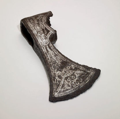 Merovingian Decorated Bronze Axe with Handle