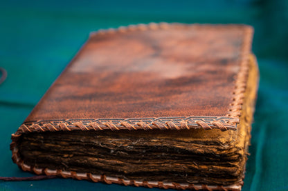 Journal with an Embossed Boar in Brown Leather
