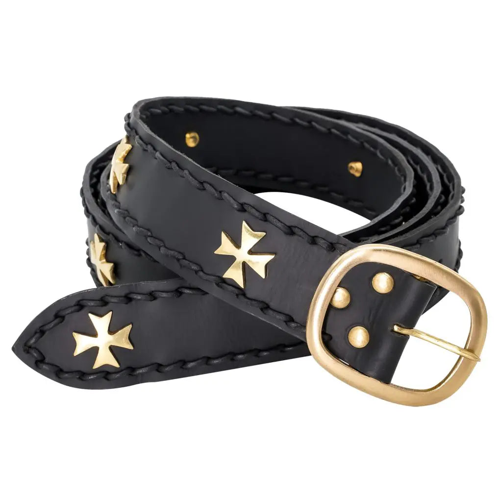 Medieval Fantasy Belt with Brass Maltese Cross Fittings