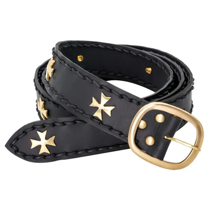 Medieval Fantasy Belt with Brass Maltese Cross Fittings