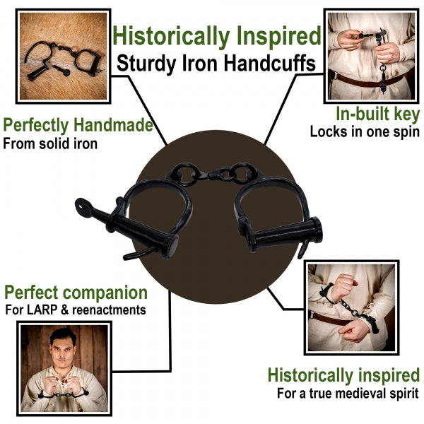 Medieval Iron Shackles - gothic handcuffs of cast iron