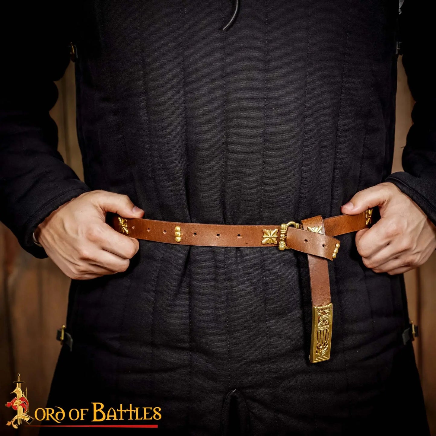 Ceinture médiévale anglo-saxonne - Cuir véritable et raccords en laiton
