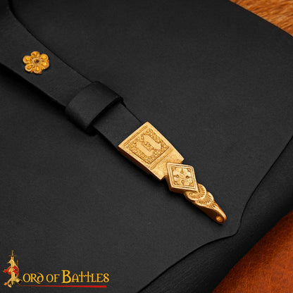 Medieval Leather Belt Pouch with 15th Century Brass Fittings