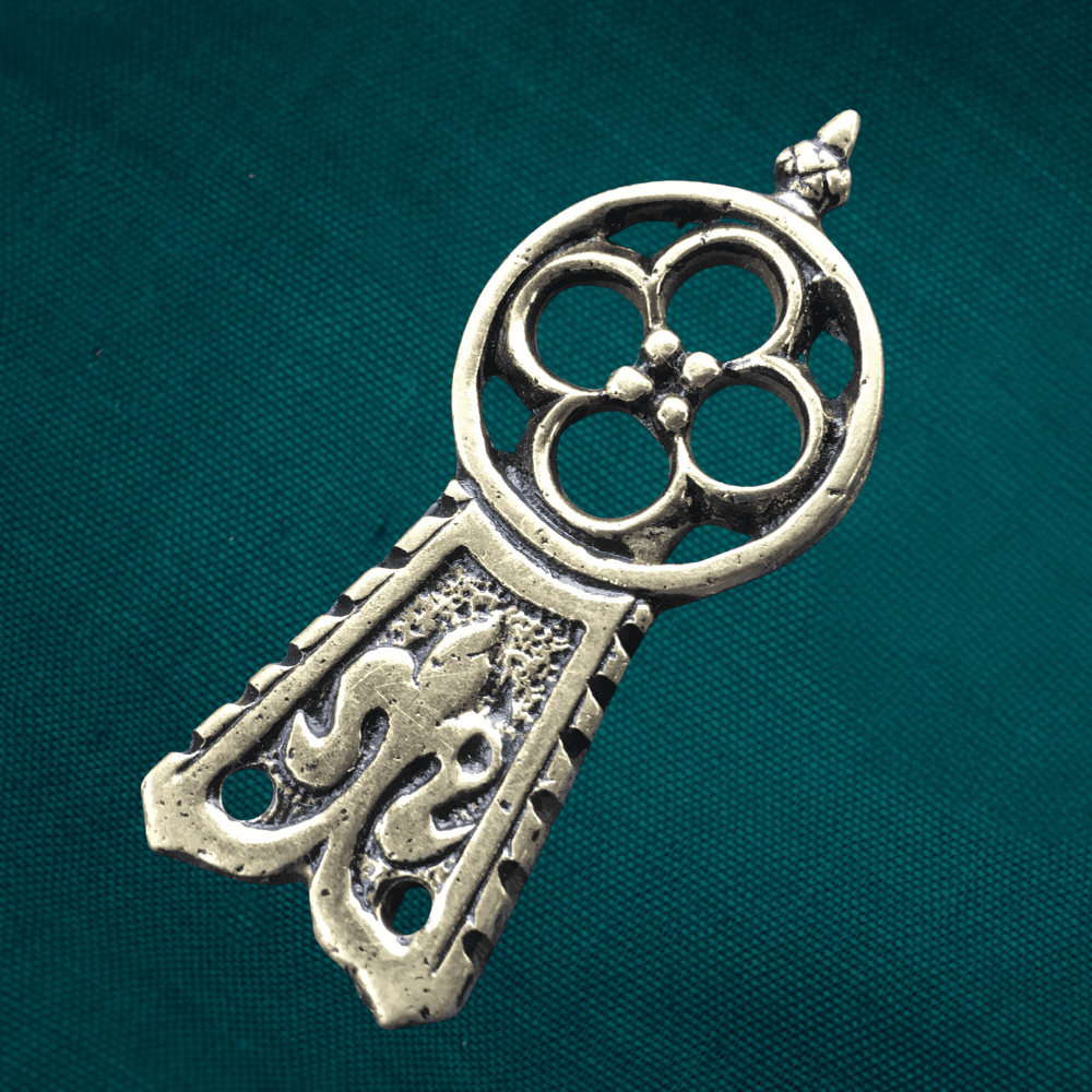Medieval Strap End - with Acorns, Flower and Quatrefoil