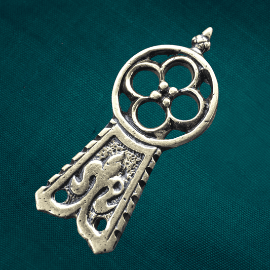 Medieval Strap End - with Acorns, Flower and Quatrefoil