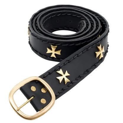 Medieval Fantasy Belt with Brass Maltese Cross Fittings