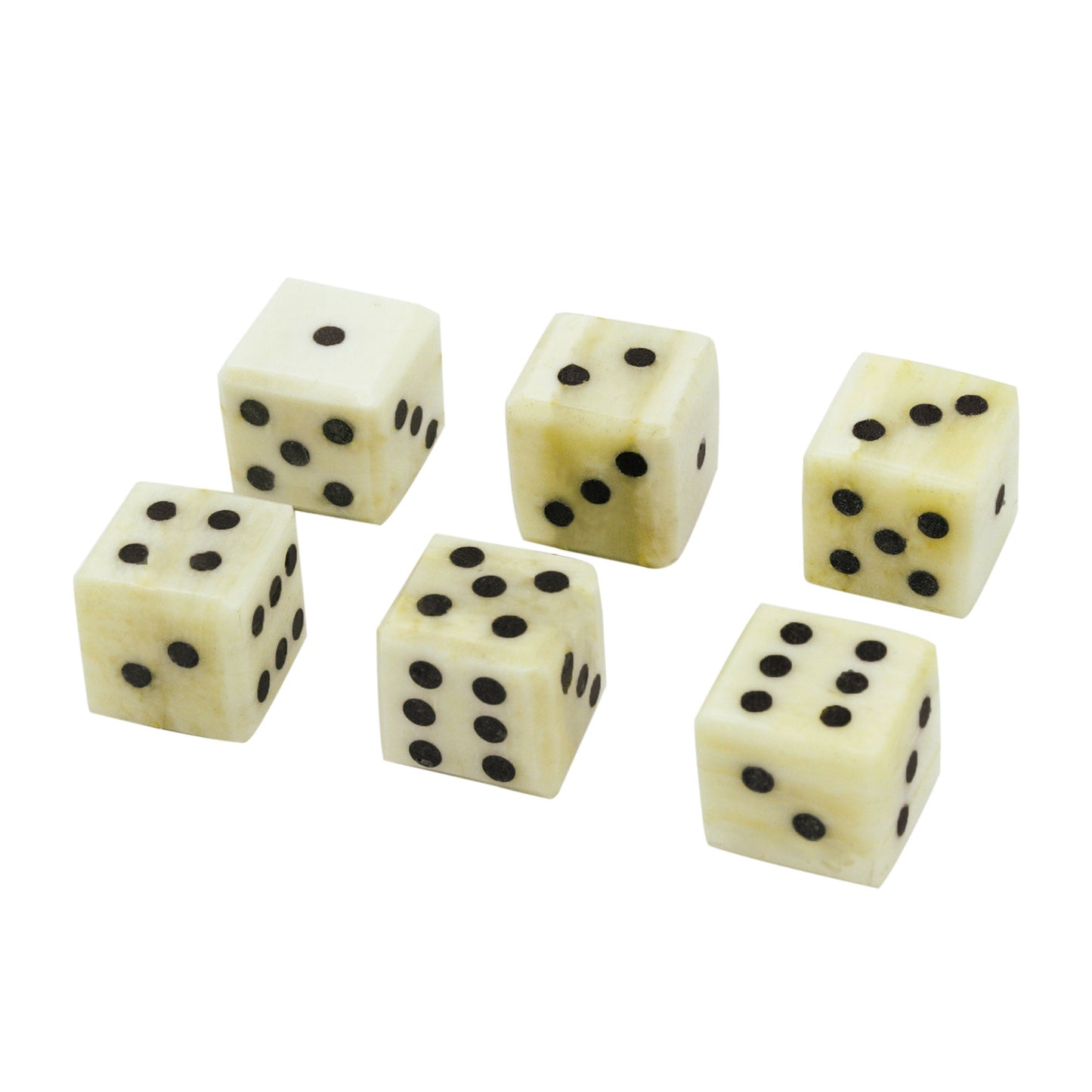 Medieval Bone Dice with solid pips (set of 6)