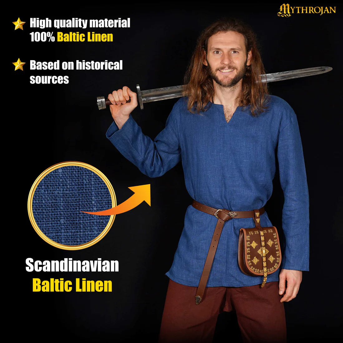 Men's Linen Medieval Tunic for Historical Reenactment