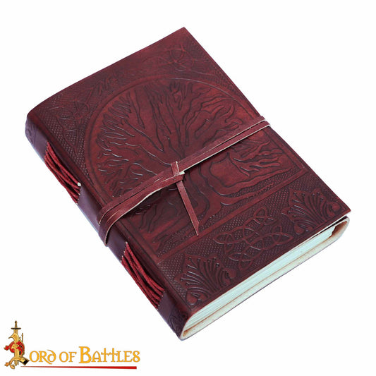 Winter Tree Journal in Dark Red Leather