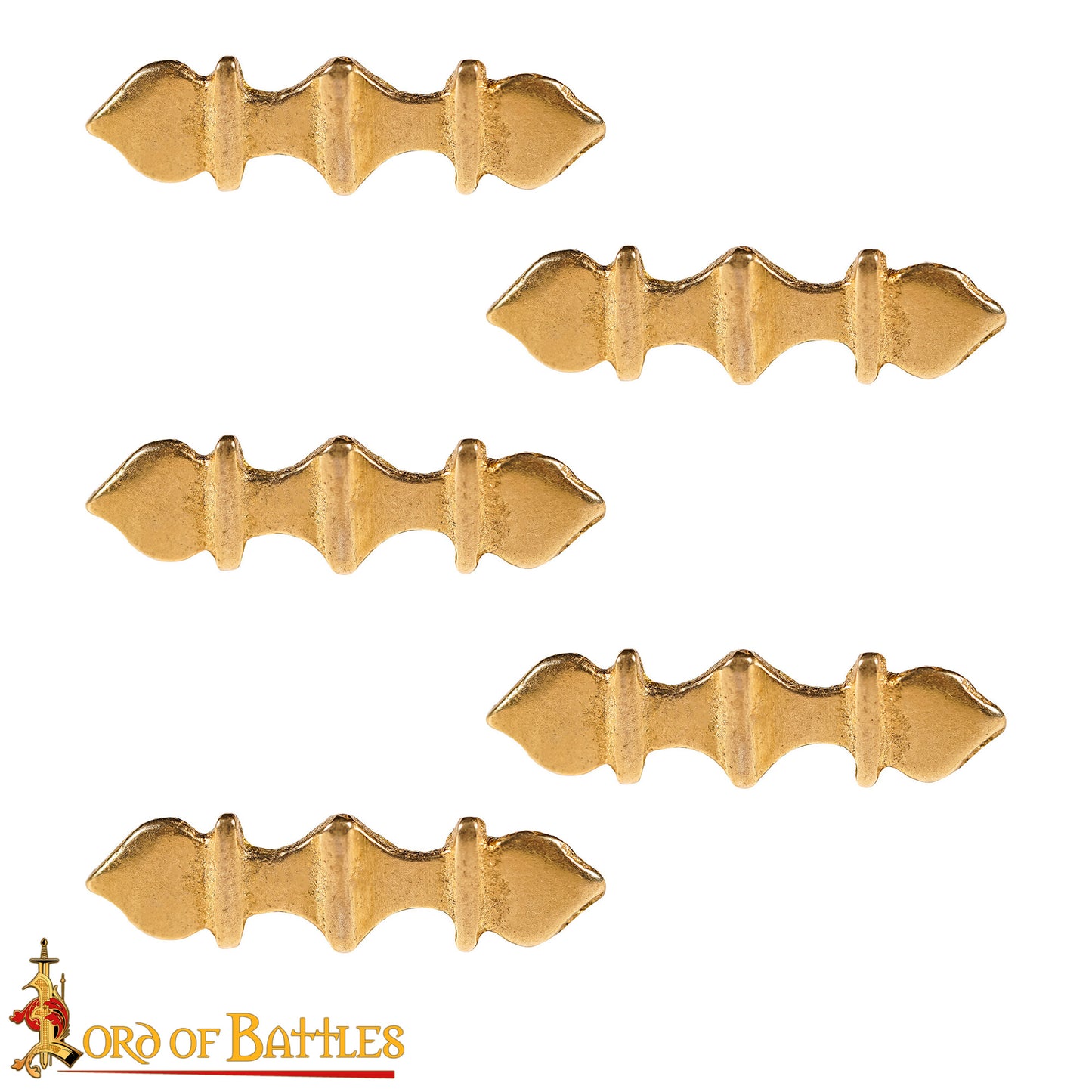 Long Medieval Brass Studs - 3 bars with spades on the end