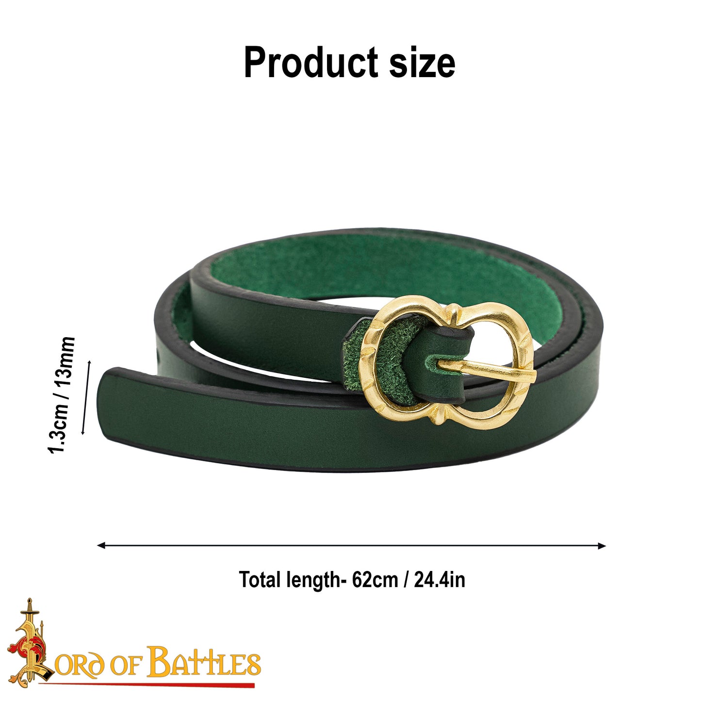 Green Leather Garters for Medieval Stockings