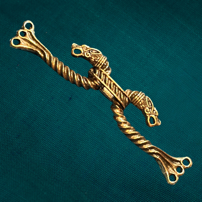 Wolf and Dragon Head cloak clasp, cast in solid bronze, Viking style