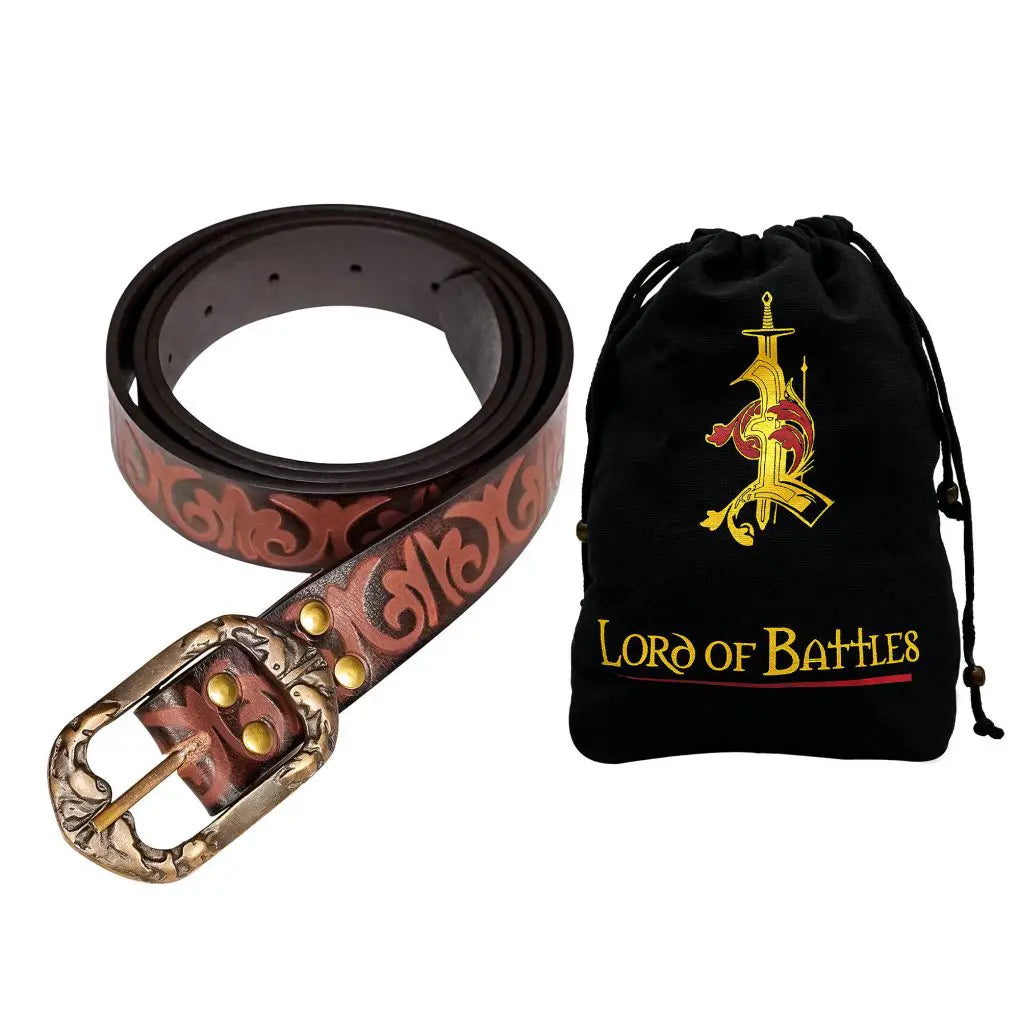 Brown Medieval Fantasy Larp Belt with Embossed Design