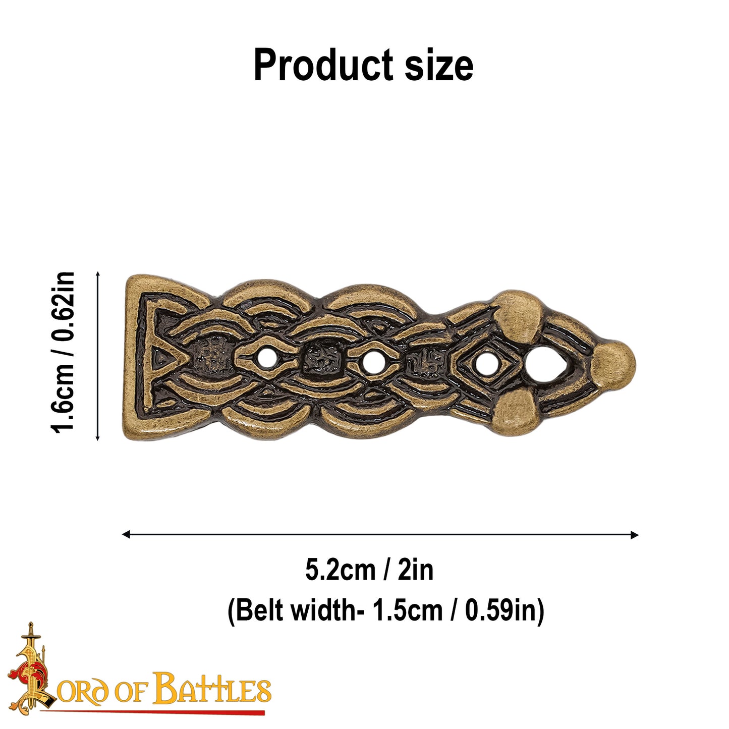 Narrow Viking Strap End in Antiqued Bronze for making your own belt
