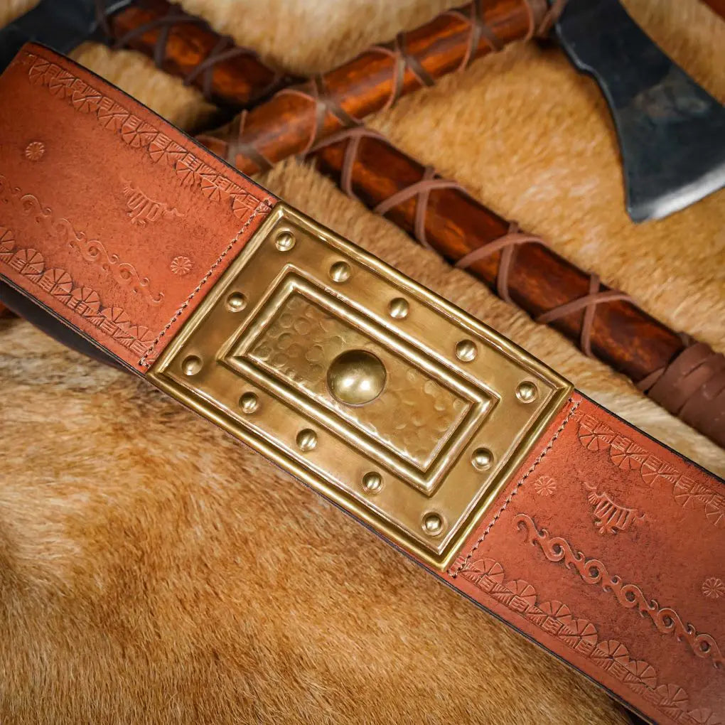 Barbarian Belt with a Large Brass Plaque
