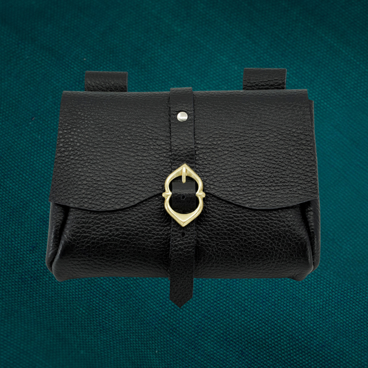 Pochette de ceinture en cuir avec boucle - Authentique Médiéval