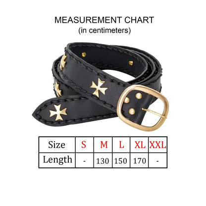 Medieval Fantasy Belt with Brass Maltese Cross Fittings