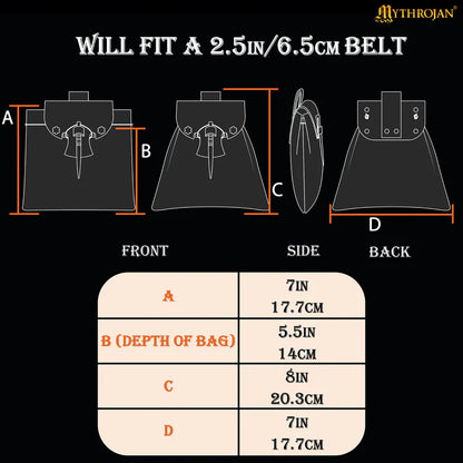 Medieval-style Canvas, Wool and Leather Pouch with Bone Toggle
