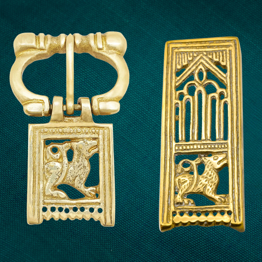 Medieval buckle with lion or wolf