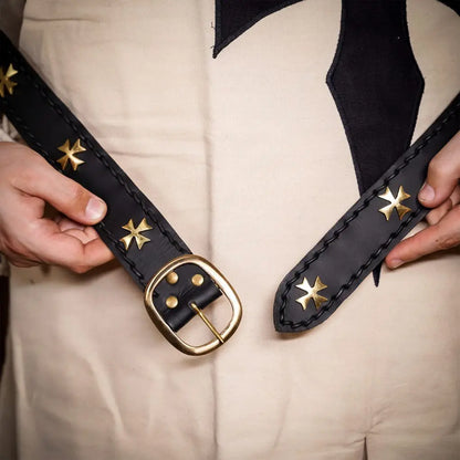 Medieval Fantasy Belt with Brass Maltese Cross Fittings