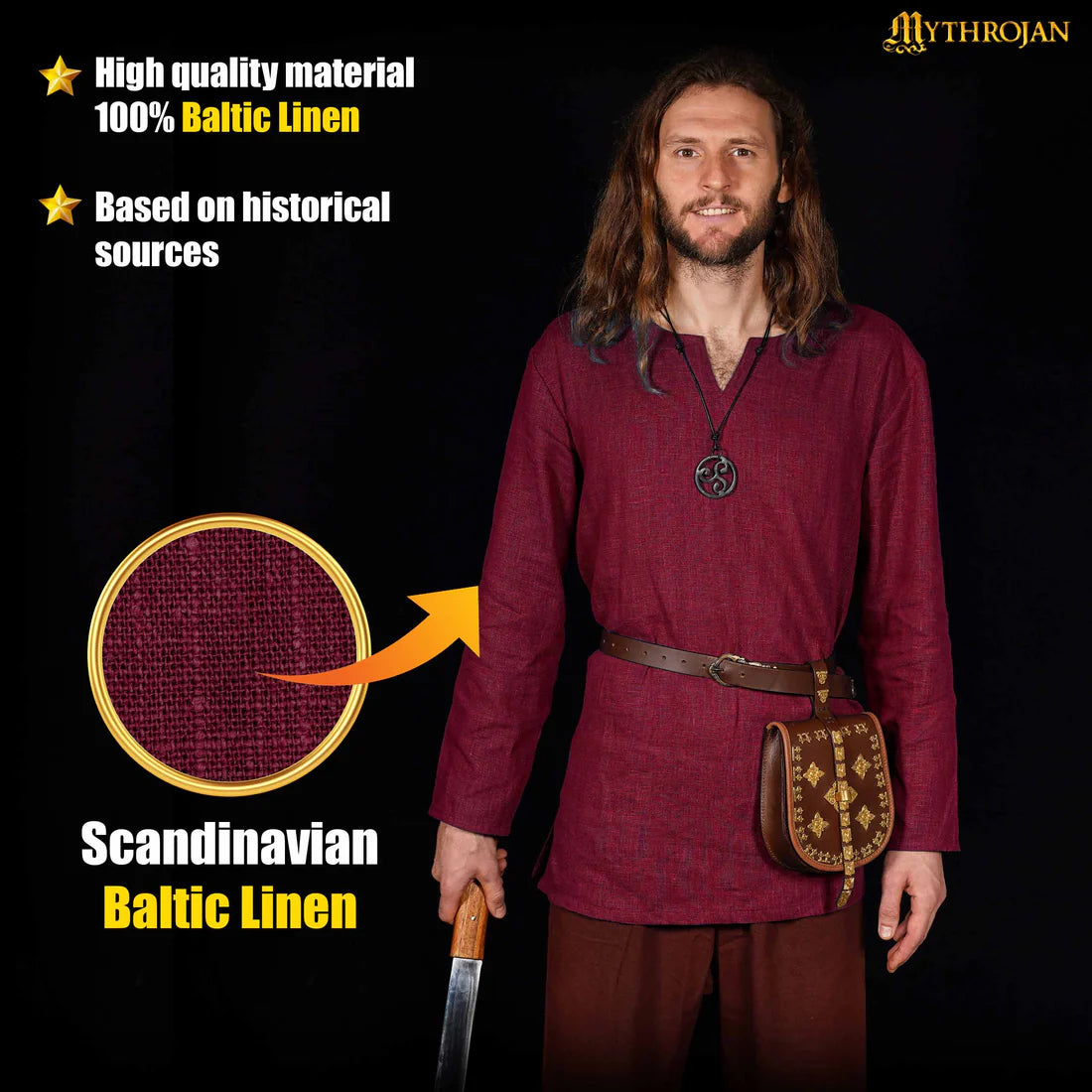 Men's Linen Medieval Tunic for Historical Reenactment