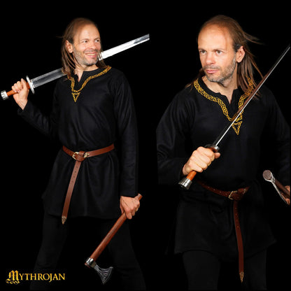 Real Wool Early Medieval Tunic with decorative embroidery around the neck