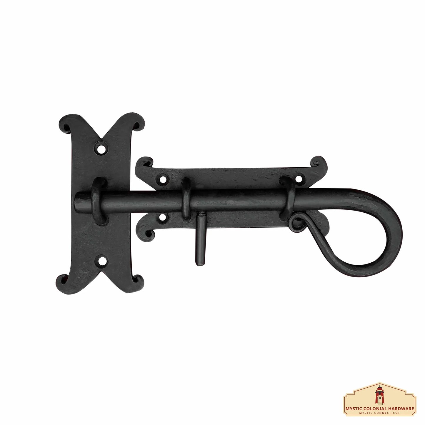 Rustic Hand Forged Door Bolt Lock with Sliding Pin - 8 inch