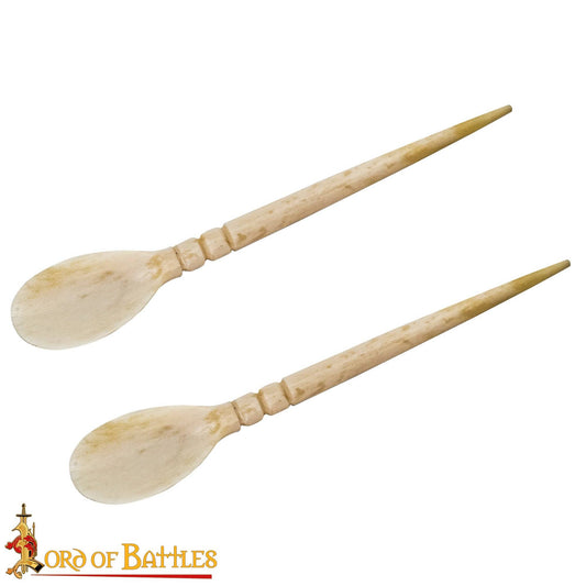 Cuillère romaine en os avec rainures décoratives