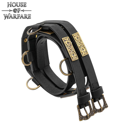 Ceinture médiévale de style celtique à double sangle avec raccords en laiton