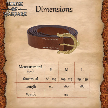Real Leather Medieval Belt with Viking Buckle