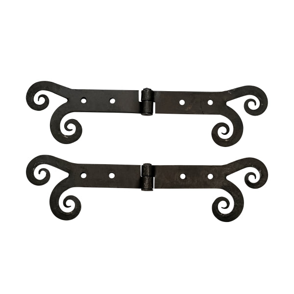 Medieval hinges with subtle gothic curled ends (set of 2) - 10 inch