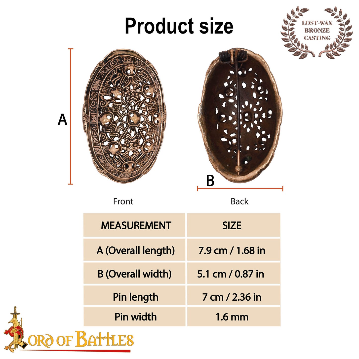 10th Century Replica Viking Turtle Brooch, cast in solid bronze