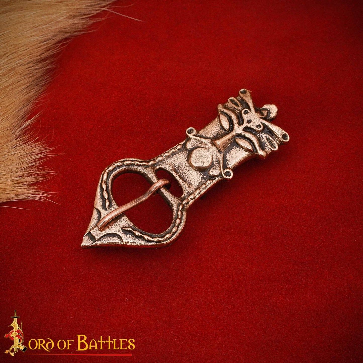 Real Bronze Viking Belt Buckle - unique man's head design