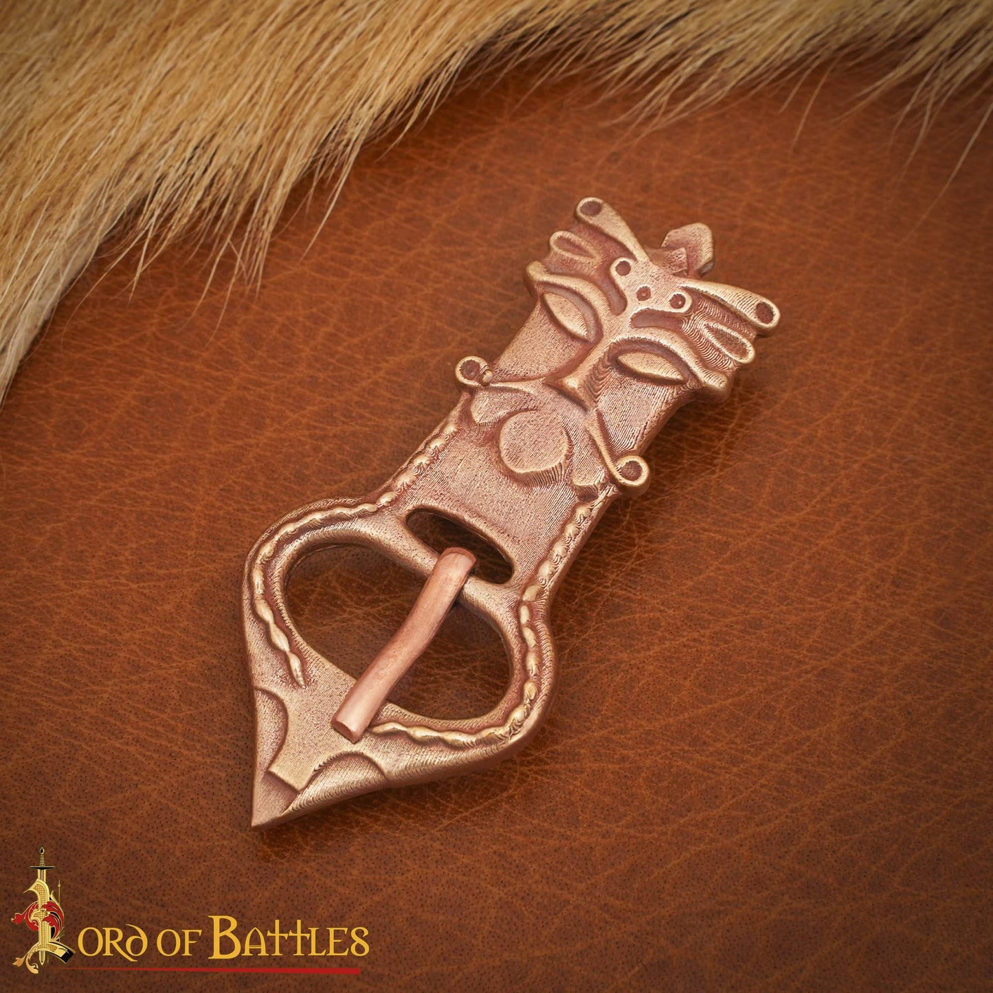Real Bronze Viking Belt Buckle - unique man's head design