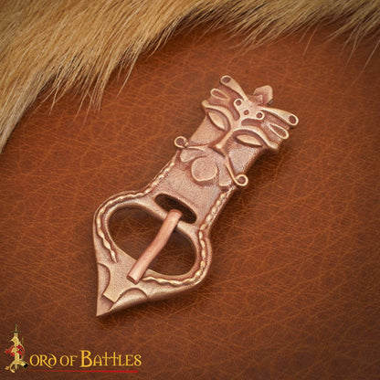 Real Bronze Viking Belt Buckle - unique man's head design