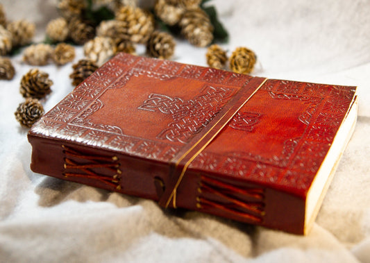 Celtic Cross Writing Book in Burgundy Leather