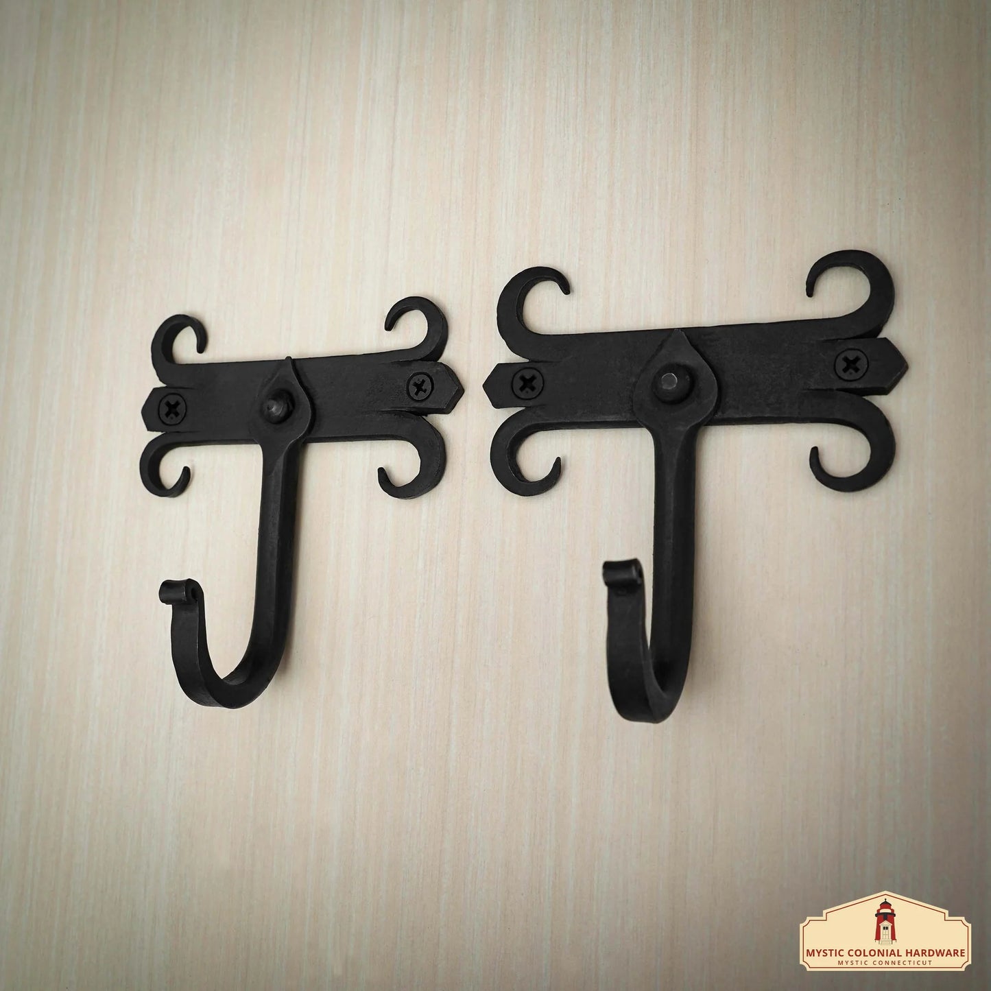 Medieval Style Single Wall Hook with Curling Ends (set of 2)
